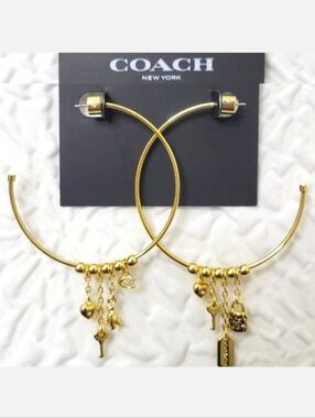 ⚘️Coach Iconic Mix Charms 2" Hoop Earrings